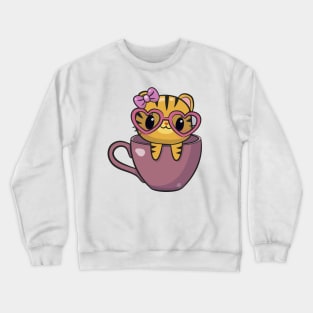 Cute Tiger in cup of coffee Crewneck Sweatshirt